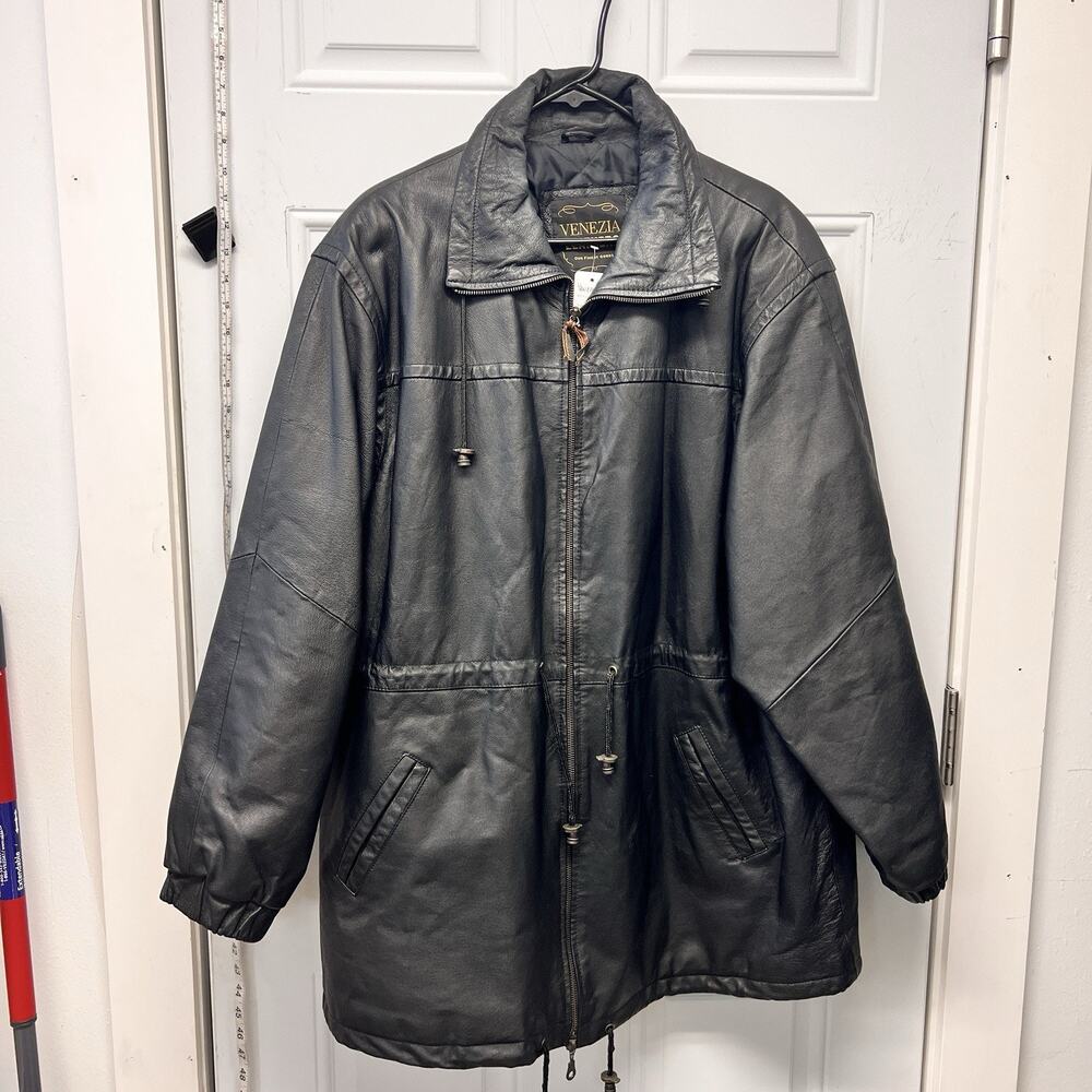Venezia Leather Jacket Size 18/20 Y2K Outerwear Vintage NOC3838